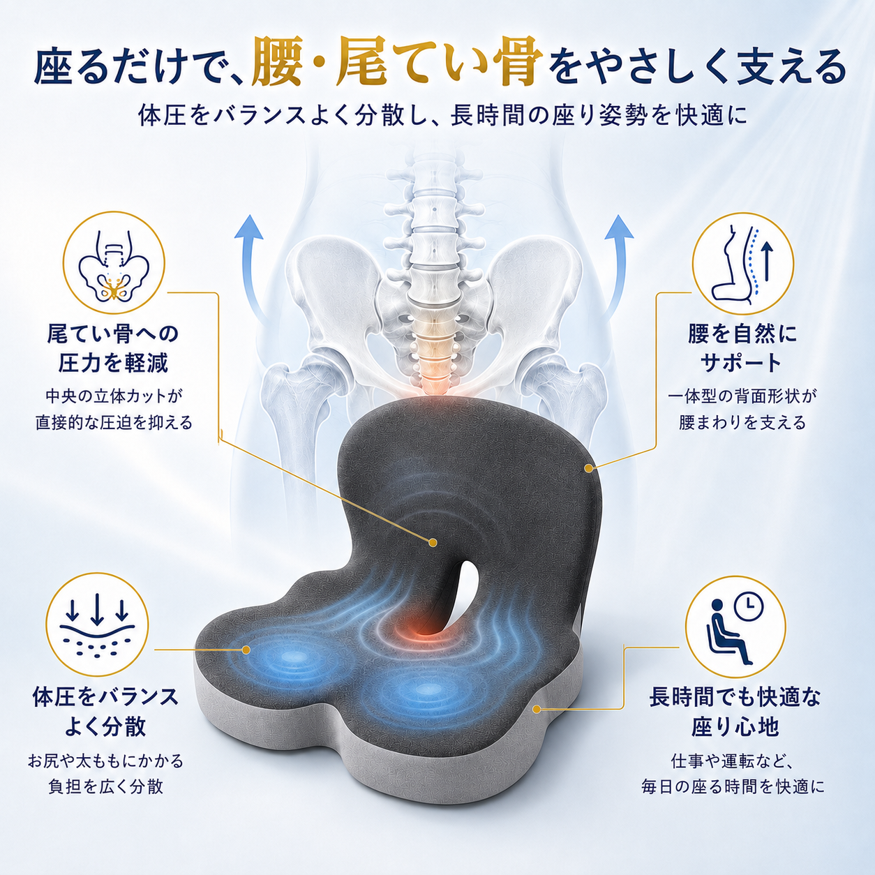 CoccyFlex™ - 整形外科の知見に基づき座った瞬間から違いを実感